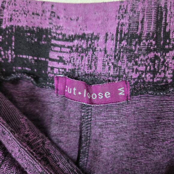 Cut Loose Maxi Skirt sz M* Purple Black Pull On Elastic Waist Pockets - Picture 6 of 12